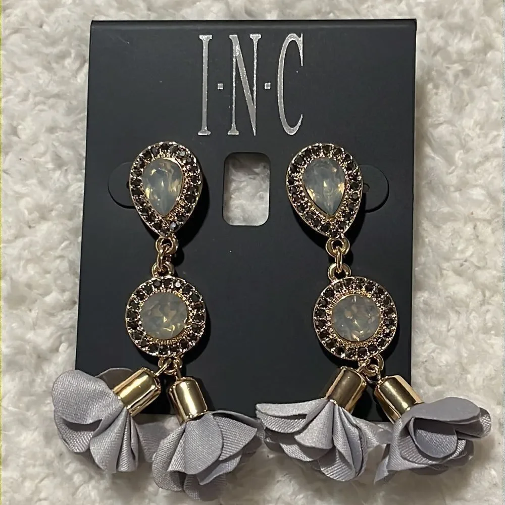 🌈 INC Gold-Tone Crystal Petal Double Drop Earrings